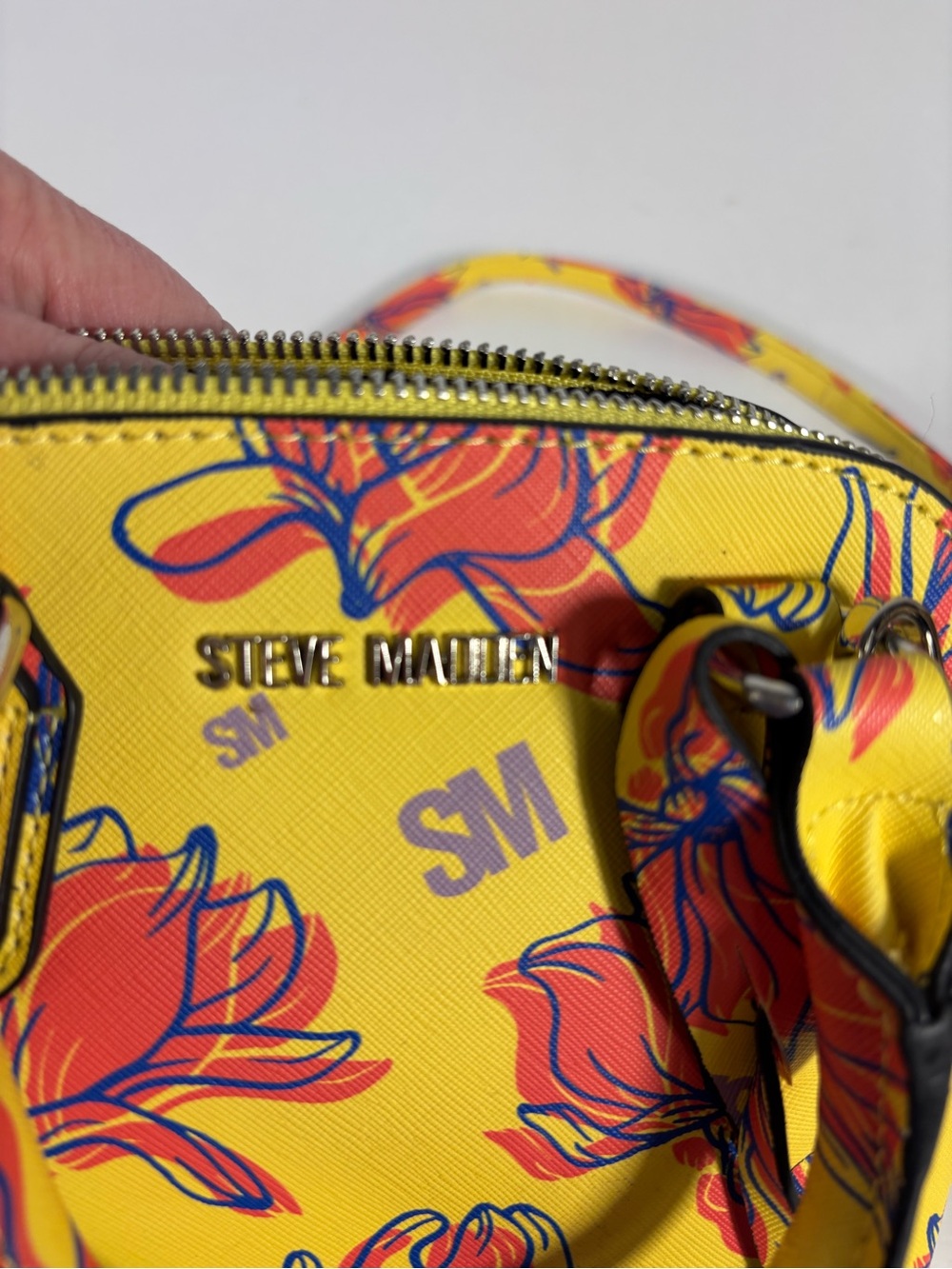 Steve Madden Yellow Floral Statement Mini Satchel Crossbody Bag - Picture 6 of 9